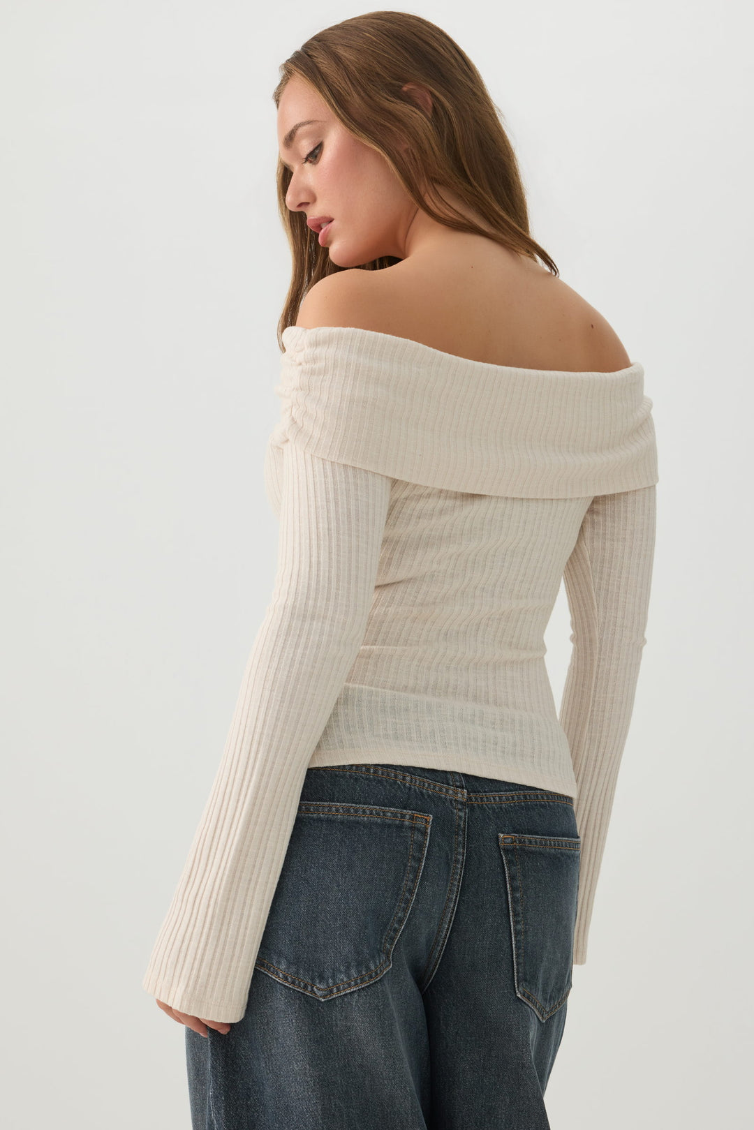 Foldover Off Shoulder Knit Top