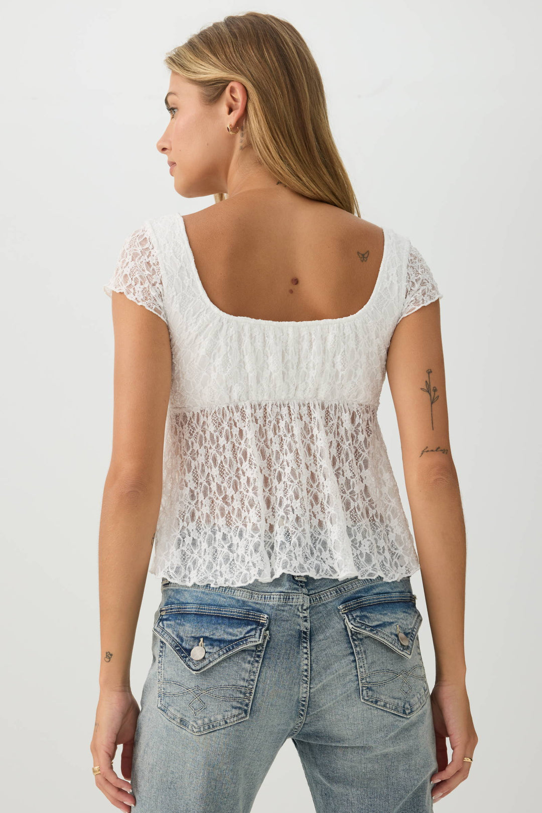 Textured Lace Peasant Top