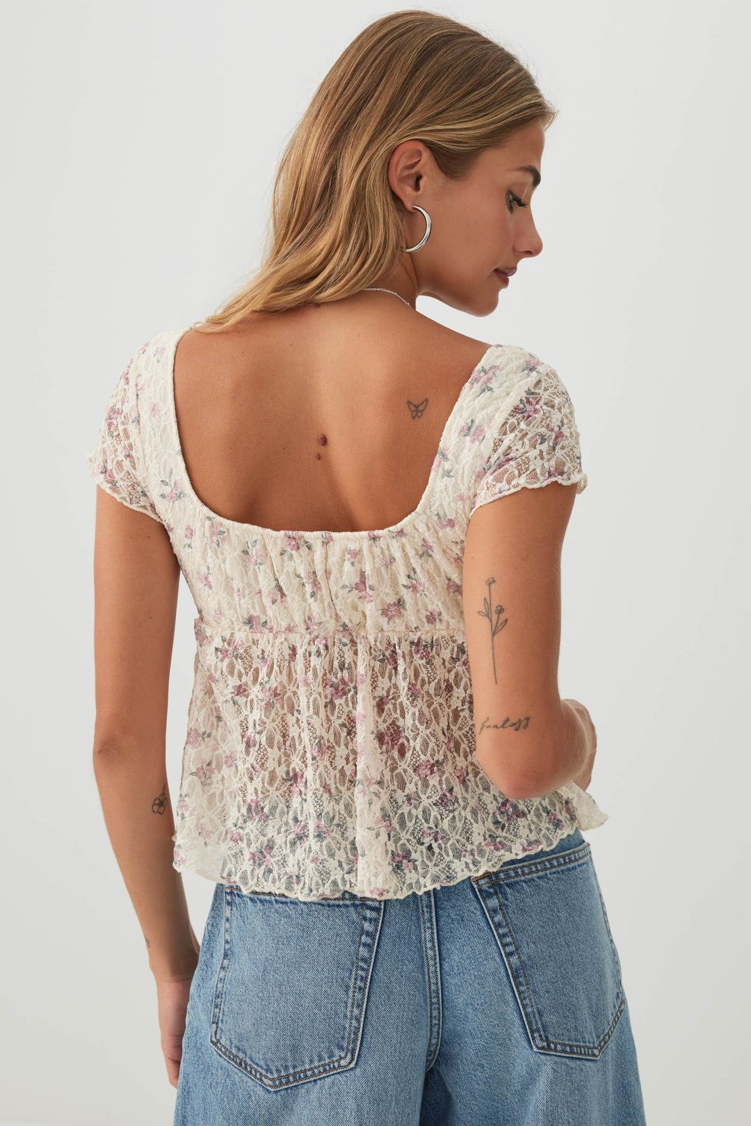 Floral Lace Peasant Top