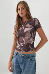 Floral Off-Shoulder Boat Neck Top