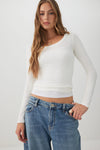 Fine Rib Short Scoop Neck Top