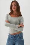 Fine Rib Short Scoop Neck Top