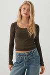 Fine Rib Short Scoop Neck Top