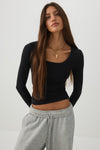 Fine Rib Short Scoop Neck Top