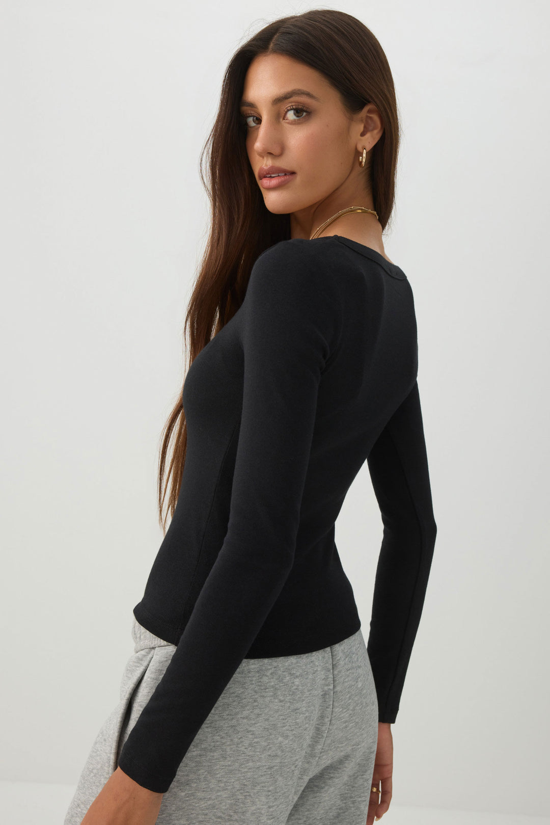 Fine Rib Short Scoop Neck Top