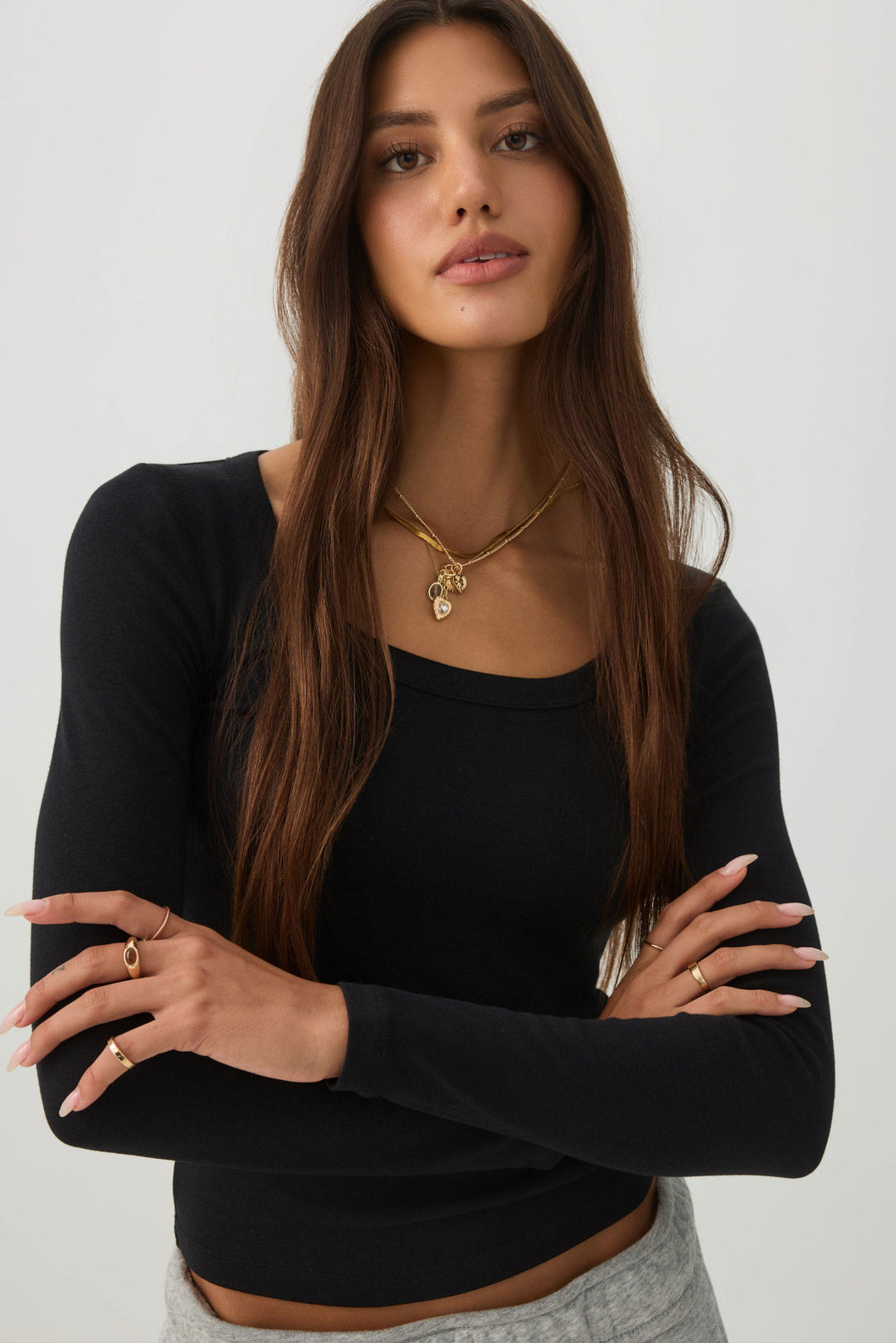 Fine Rib Short Scoop Neck Top