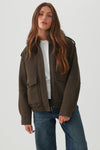 Faux Leather Jacket with Removable Collar