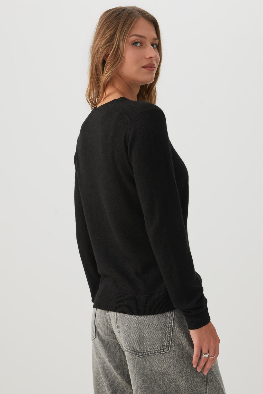 Cashmere Blend Crew Neck Sweater