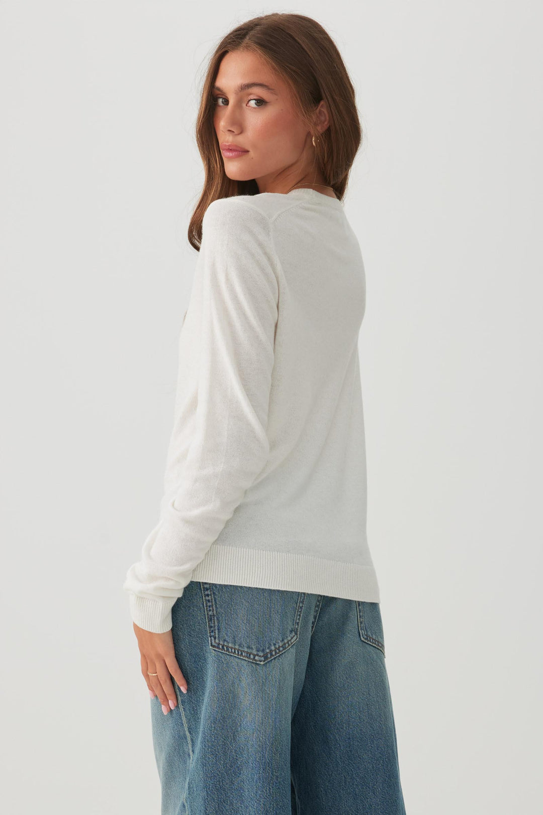 Cashmere Blend Crew Neck Sweater