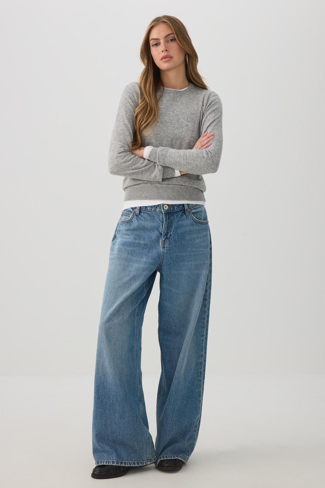 Cashmere Blend Crew Neck Sweater