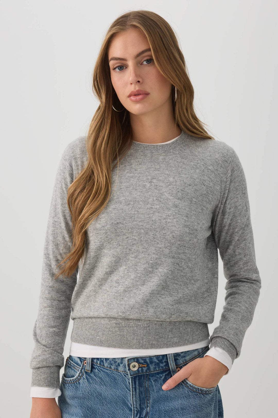Cashmere Blend Crew Neck Sweater