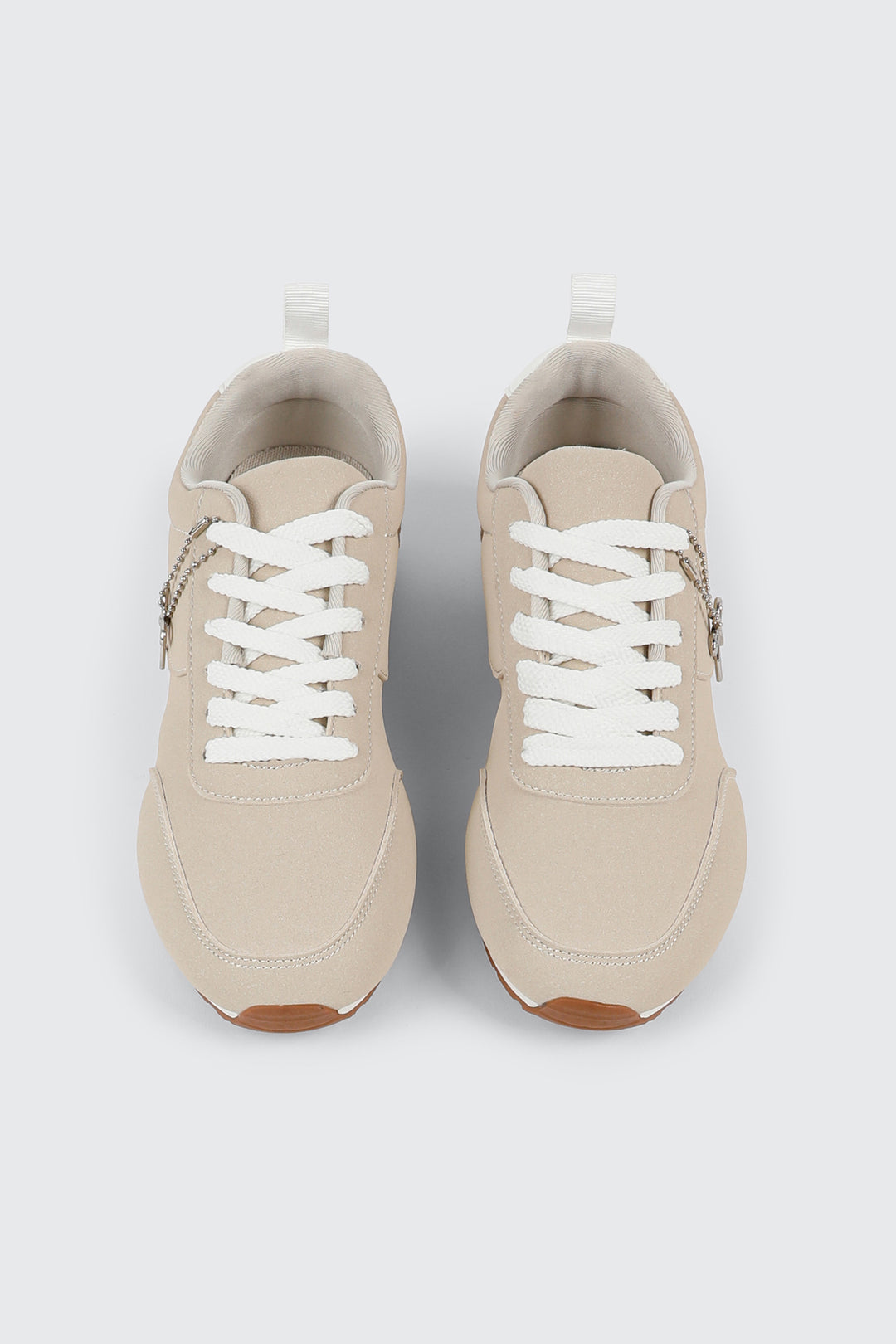 Faux Suede Lace Up Sneakers with Charm