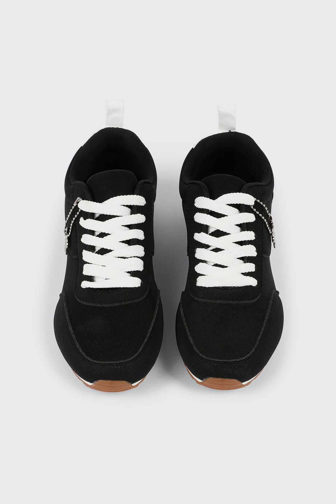 Faux Suede Lace Up Sneakers with Charm