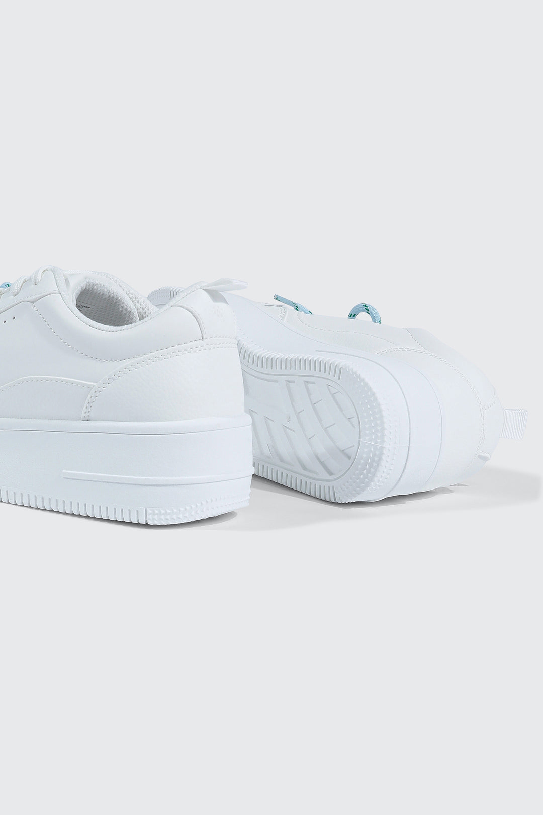 Thick Sole Court Sneakers with Double Lace Detail