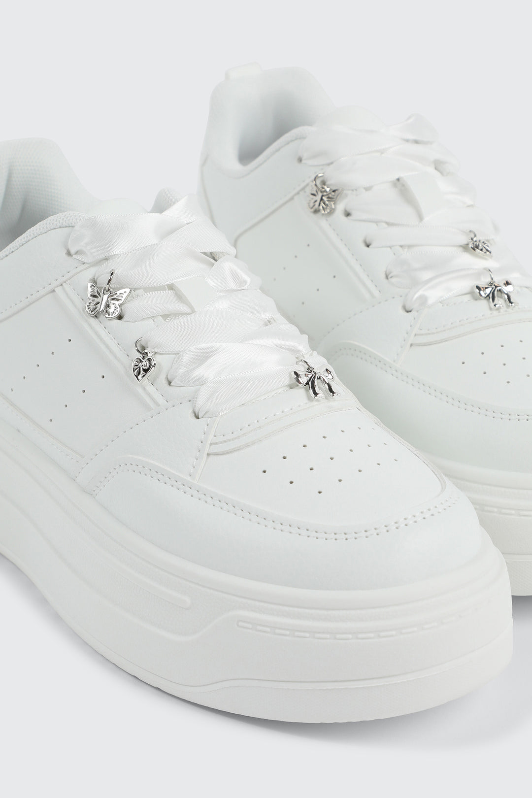 Thick Sole Court Sneakers with Charms