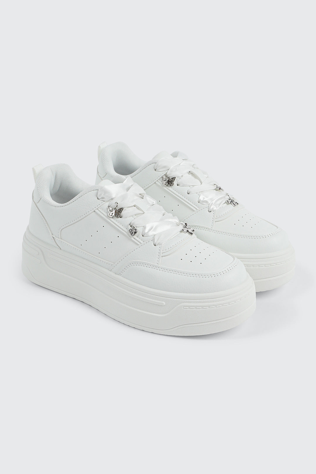 Thick Sole Court Sneakers with Charms