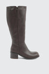 Faux Leather Square Toe Knee High Boots