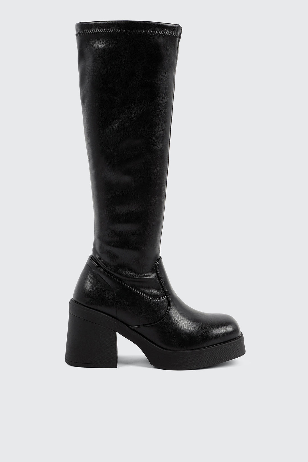 Faux Leather Knee High Boots