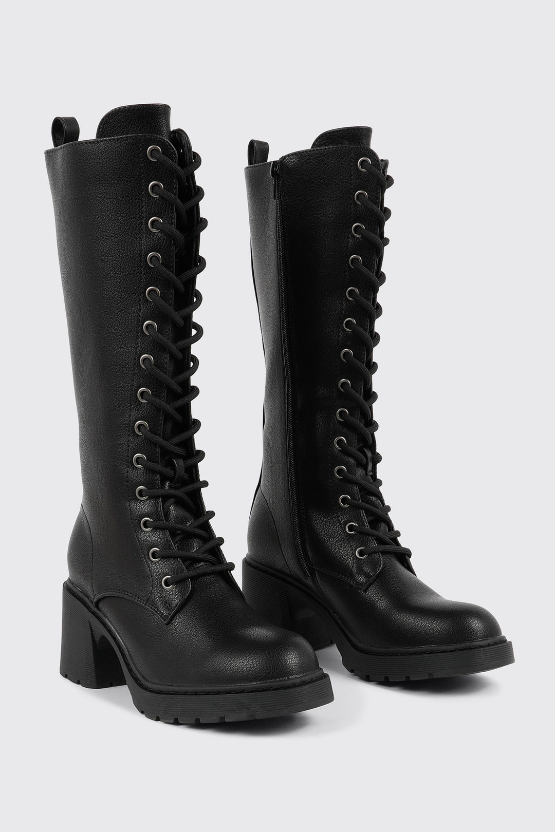 Tall Lace Up Knee High Boots