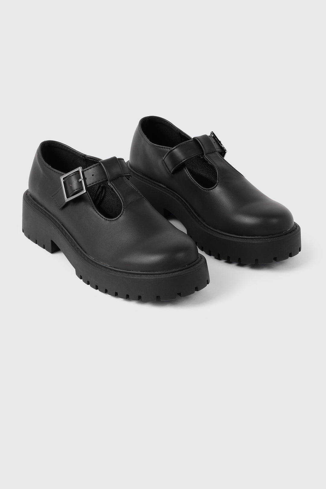 Faux Leather T-Strap Shoes