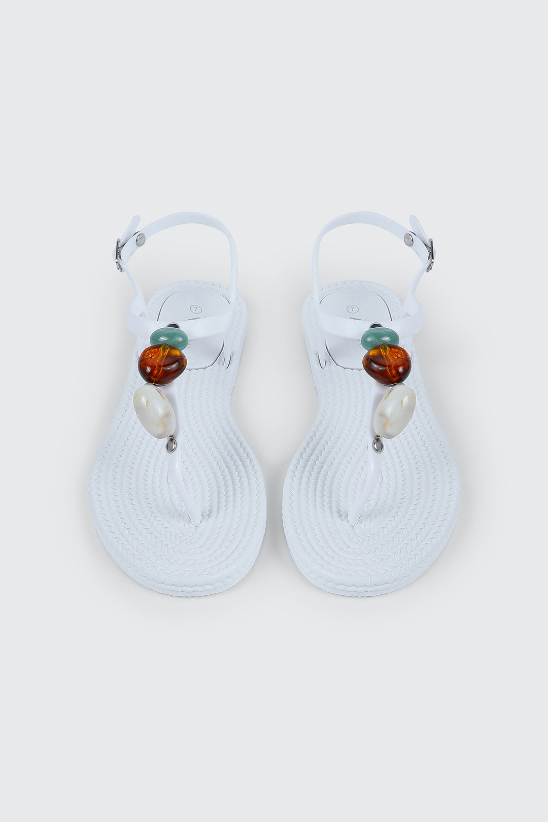Jelly T-Strap Sandals with Beads