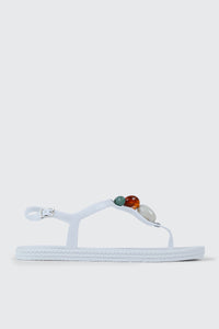 Jelly T-Strap Sandals with Beads