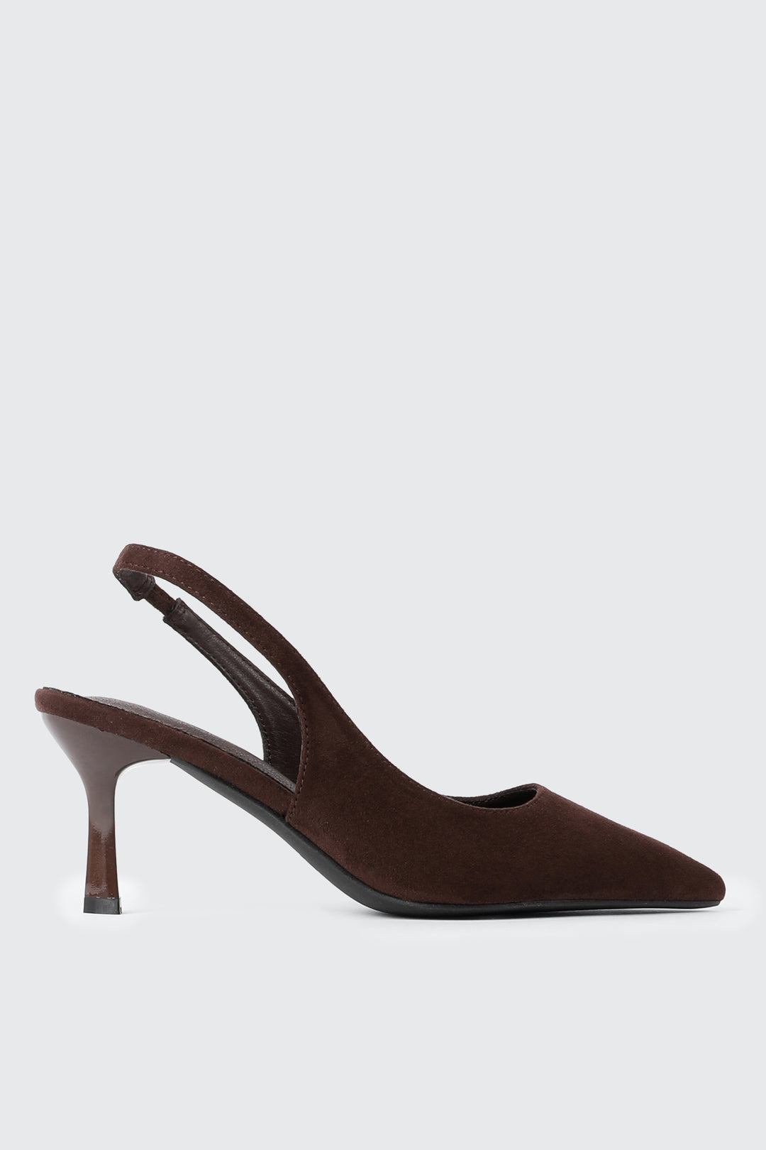 Faux Suede Pointed Toe Slingback Heels