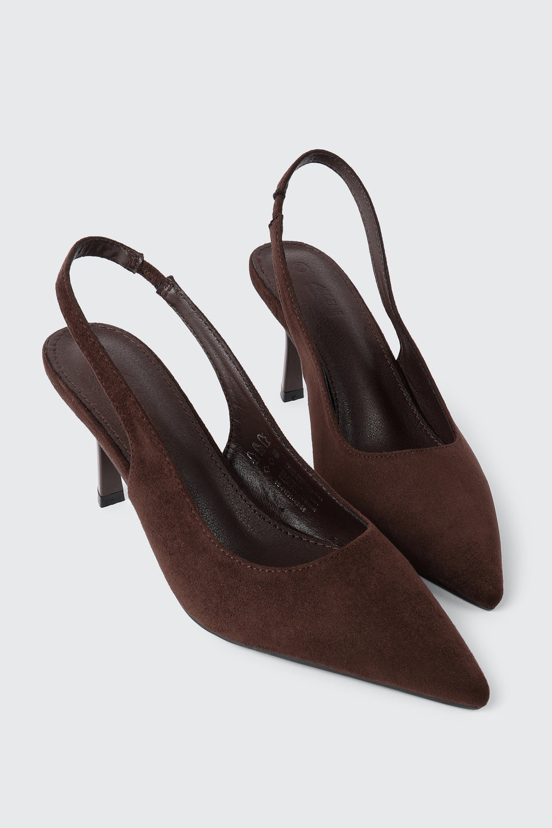 Faux Suede Pointed Toe Slingback Heels