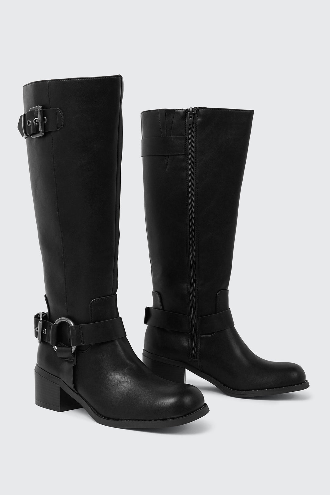 Buckle Detail Knee High Boots