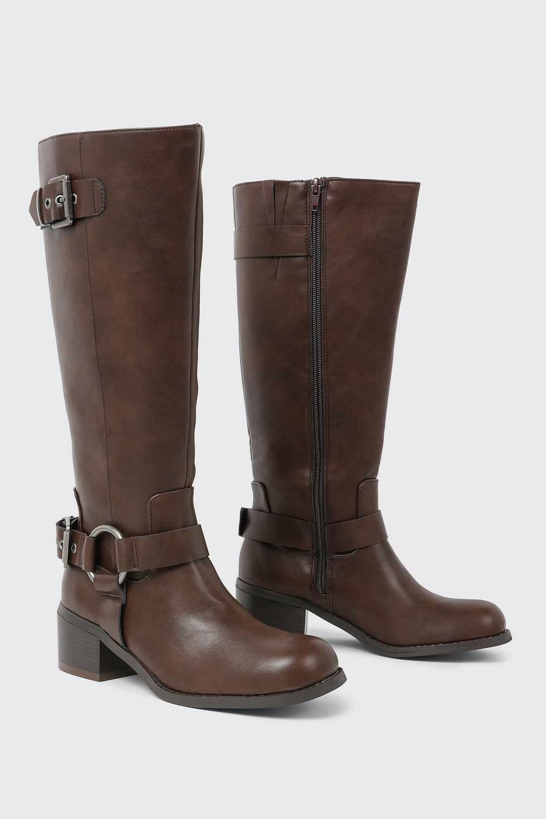 Bottes au genou à boucles