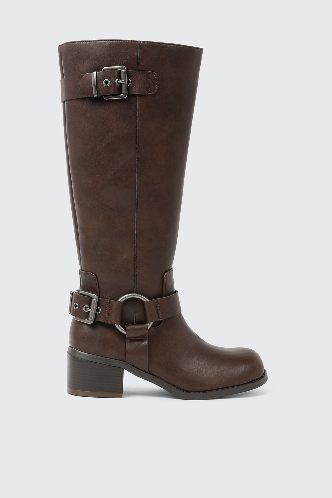 Bottes au genou à boucles