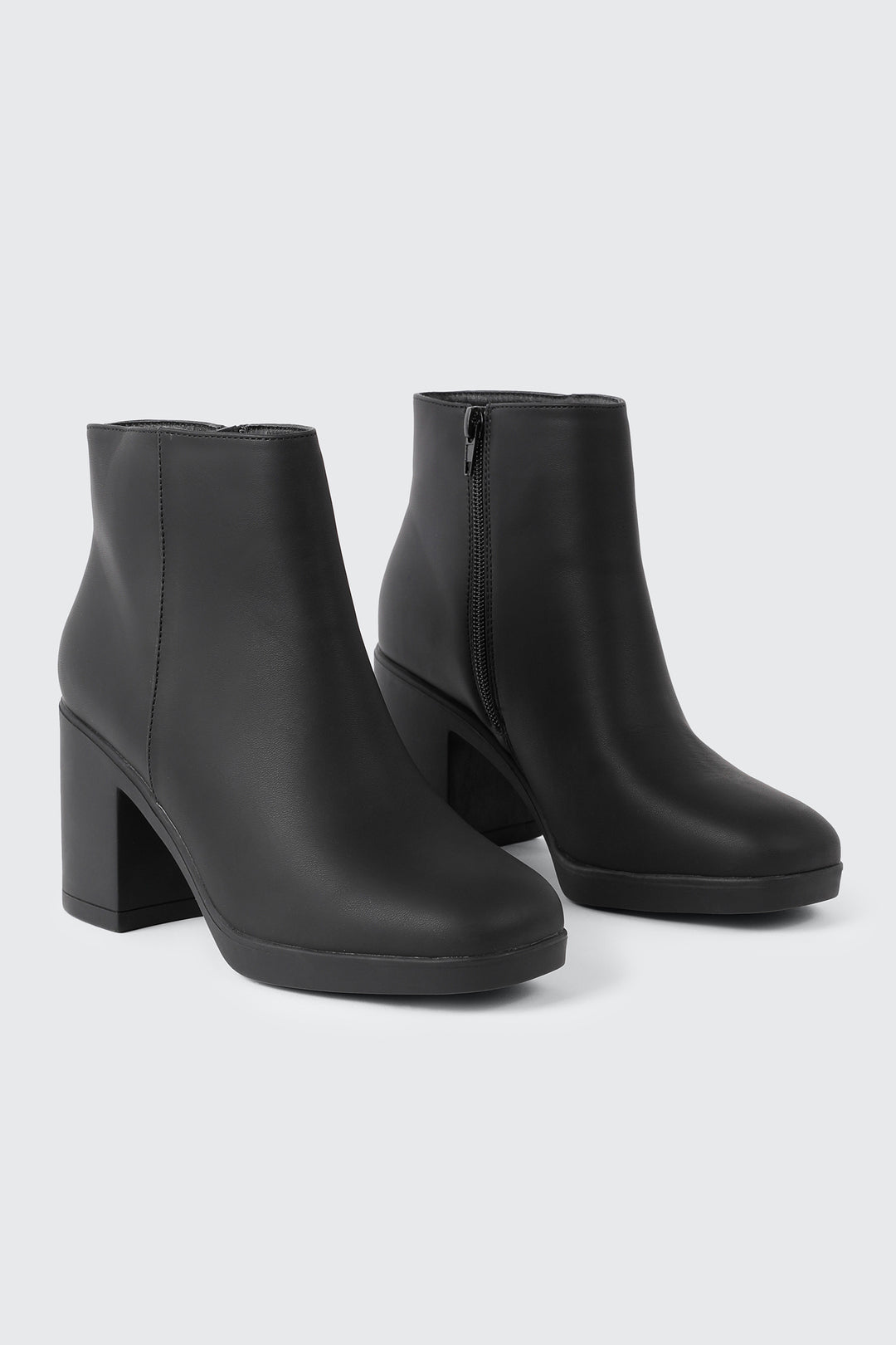 Almond Toe Block Heel Ankle Boots