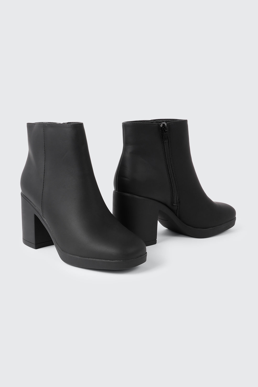 Almond Toe Block Heel Ankle Boots
