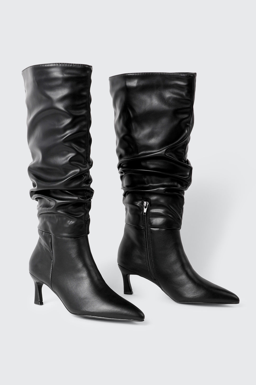 Pointed Toe Slouch Knee High Boots