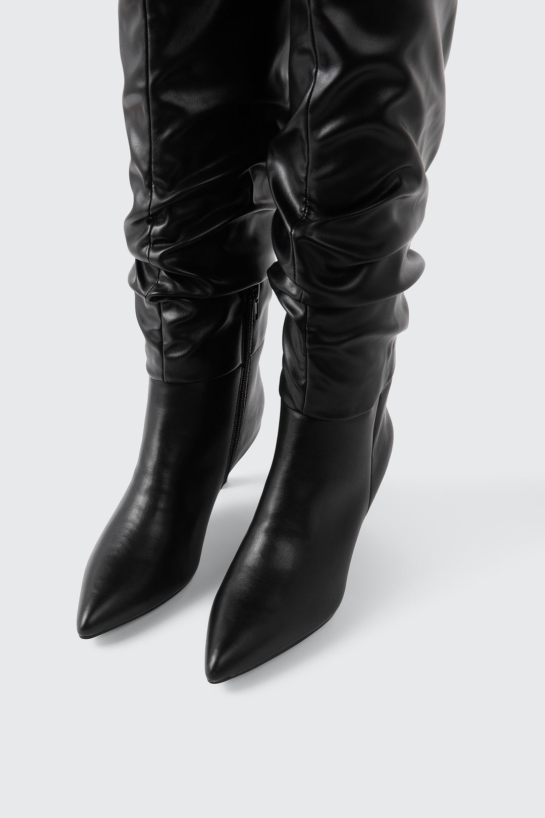 Pointed Toe Slouch Knee High Boots