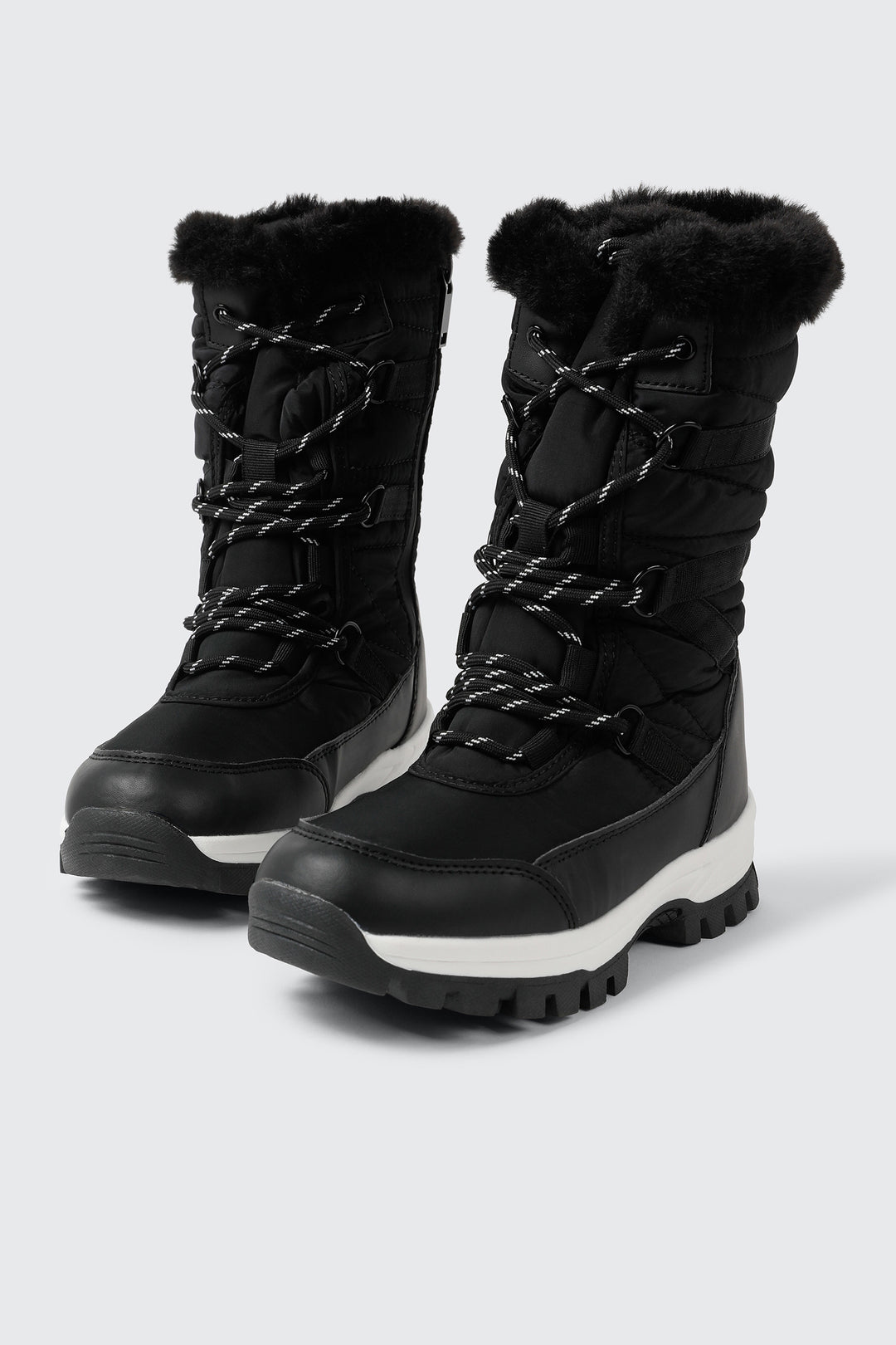 Faux Fur Trim Lace Up Snow Boots