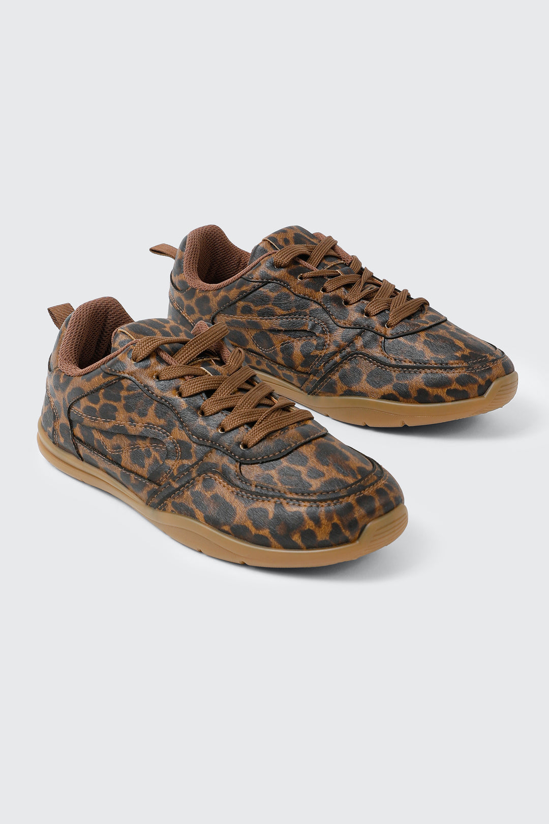Leopard Print Retro Lace Up Sneakers