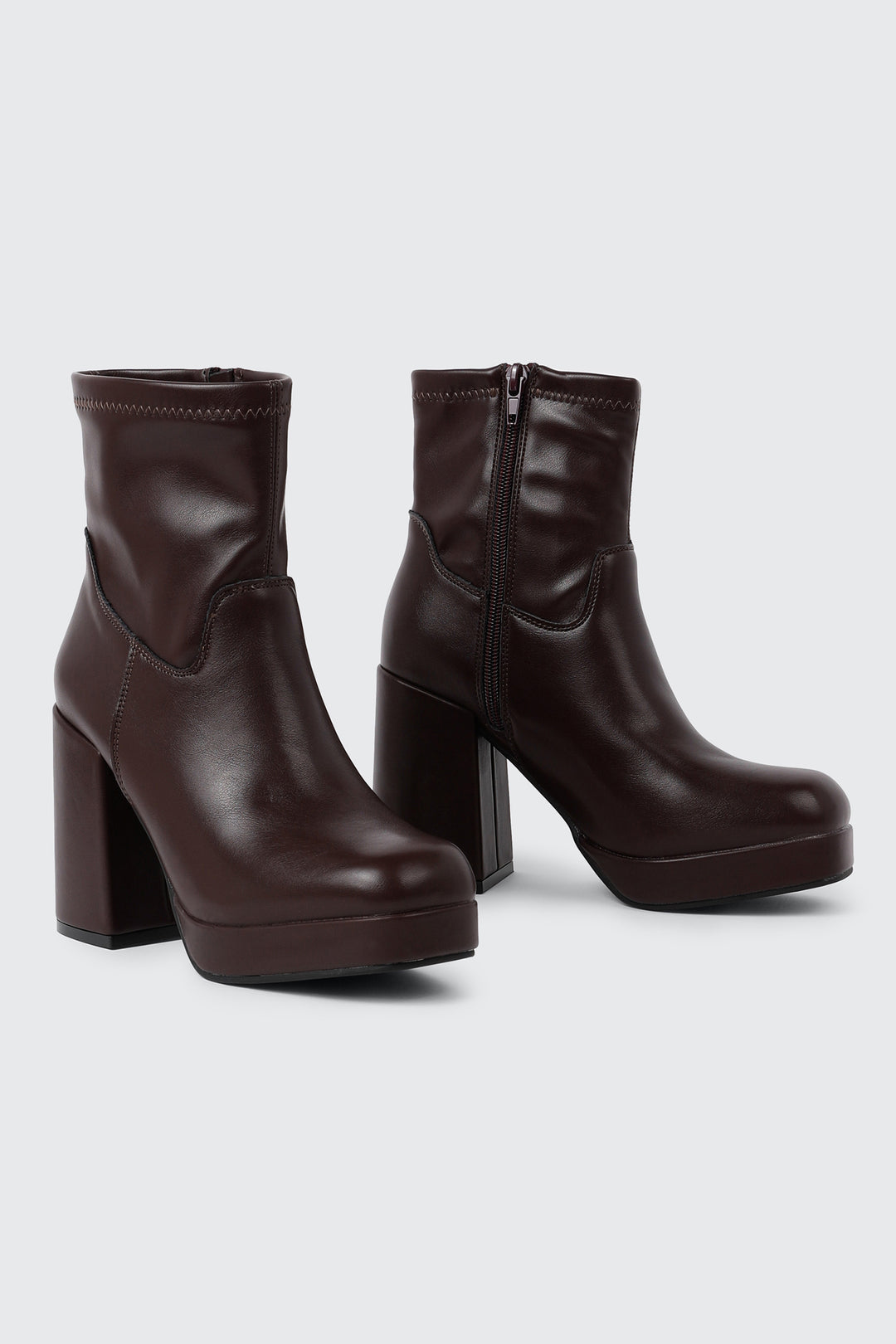 Square Toe Platform Ankle Boots