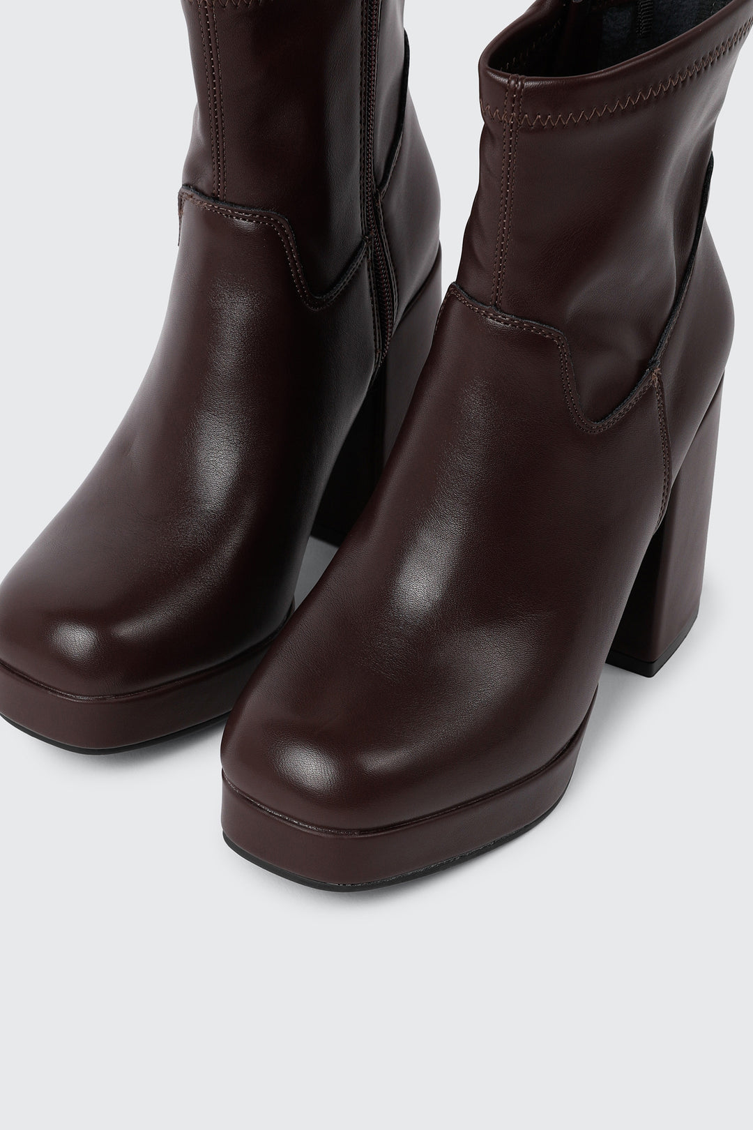 Square Toe Platform Ankle Boots