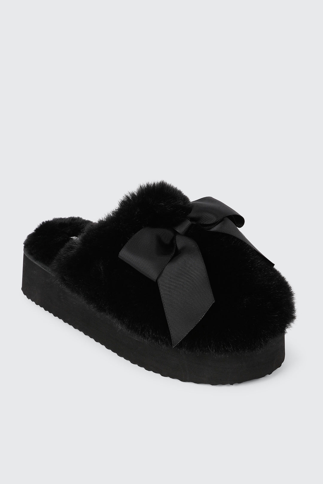 Faux Fur Platform Slippers