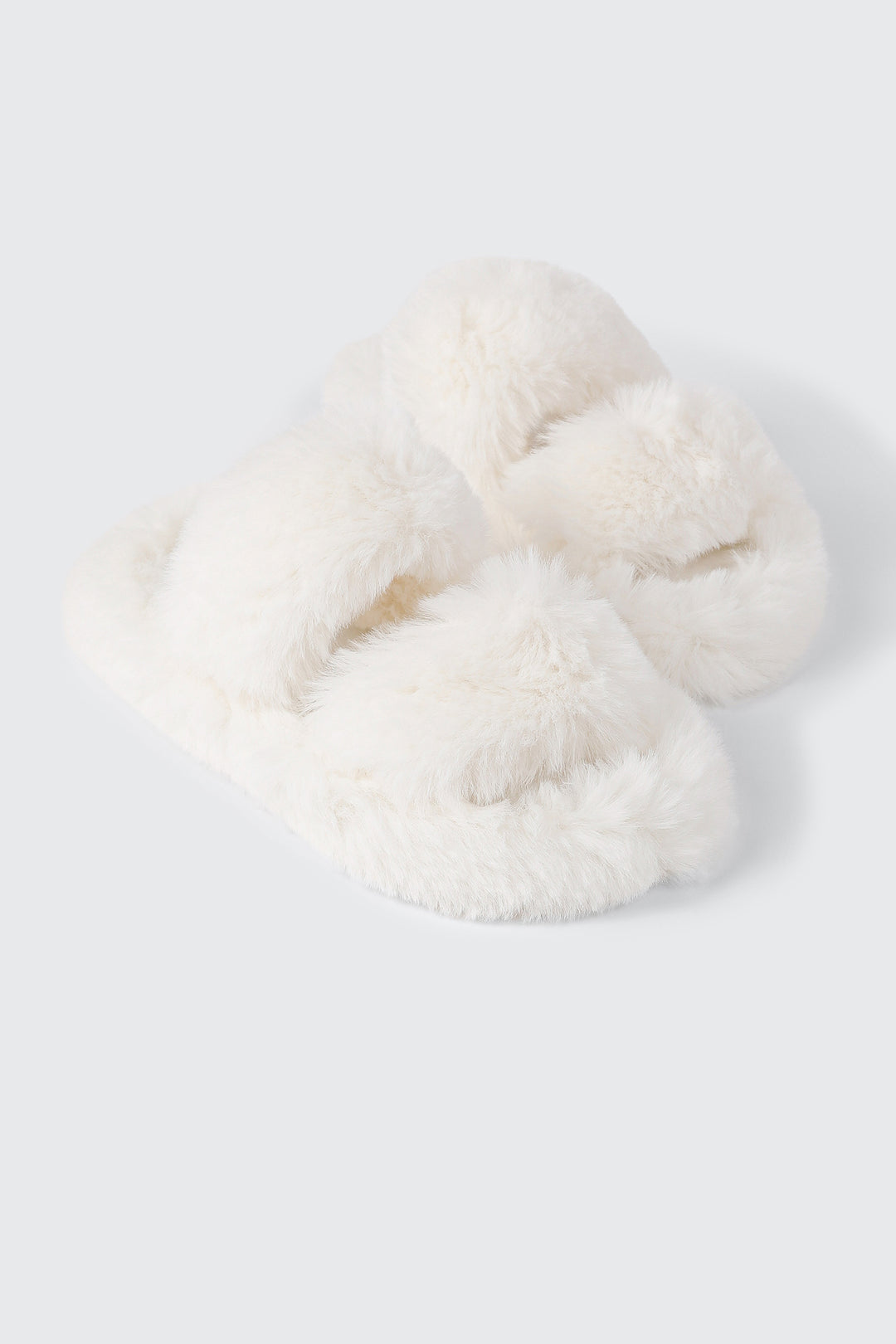 Two Band Faux Fur Slippers