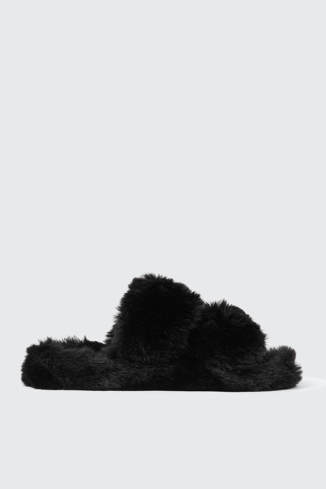 Two Band Faux Fur Slippers