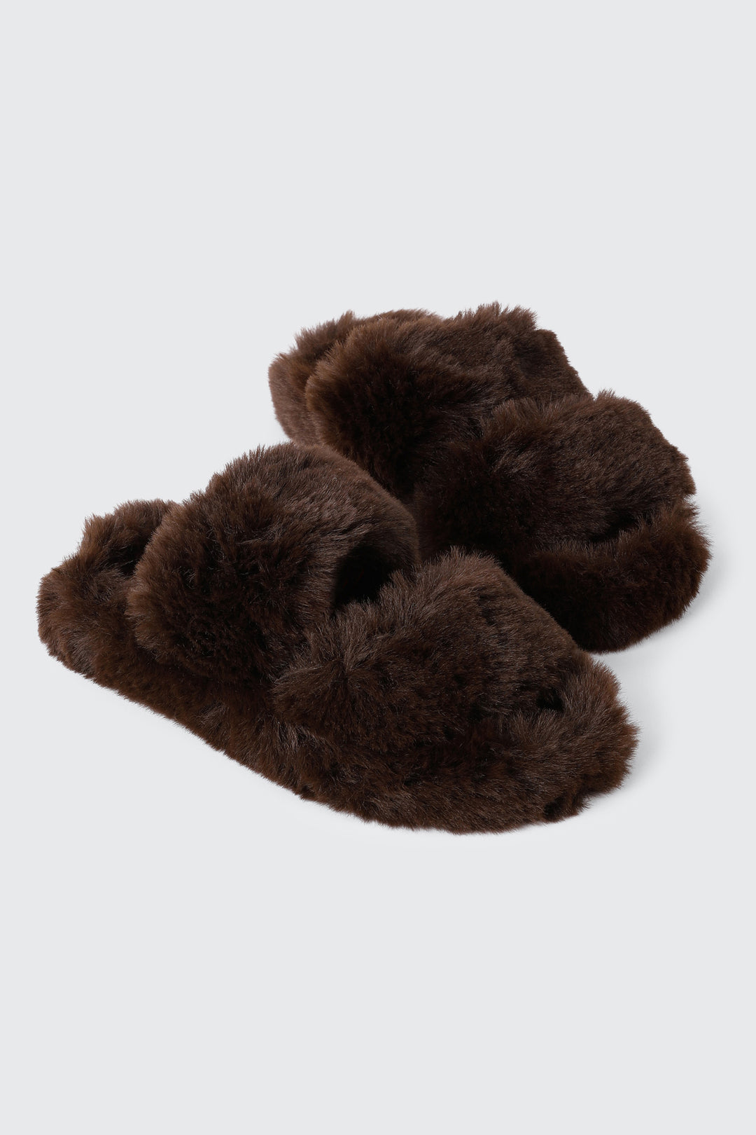 Two Band Faux Fur Slippers