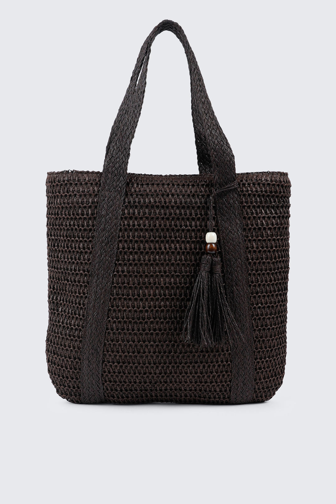 Straw Tote Bag with Keychain