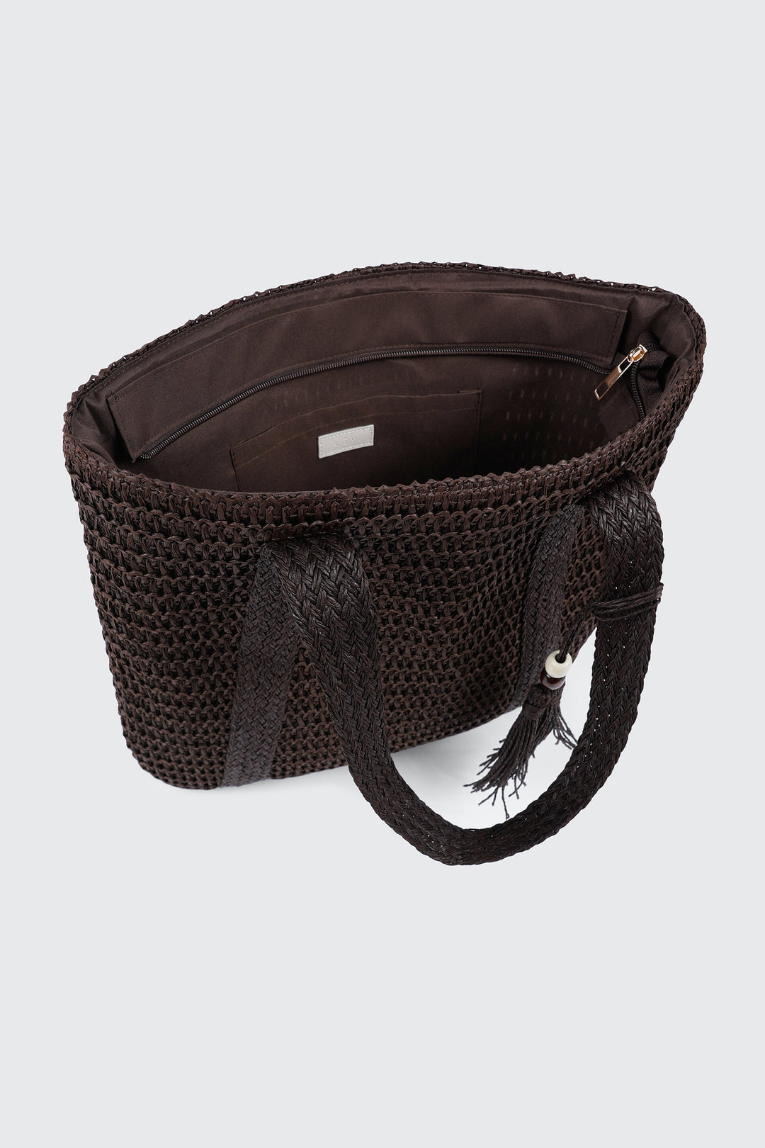 Straw Tote Bag with Keychain