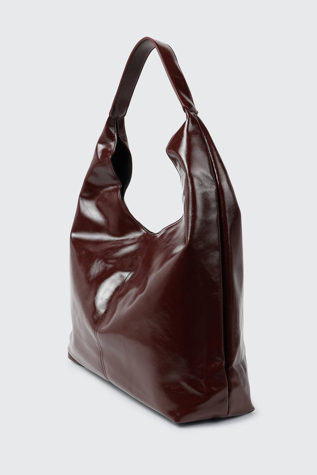 Faux Leather Slouchy Tote Bag
