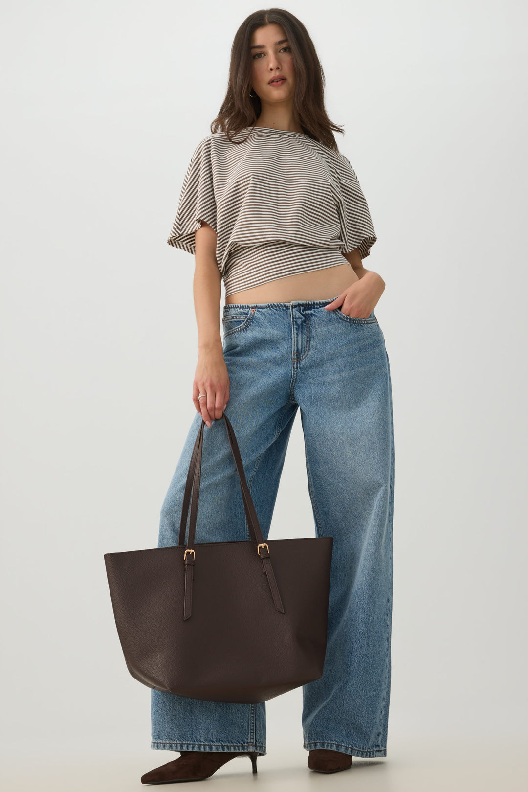 Faux Leather Pebbled Tote Bag