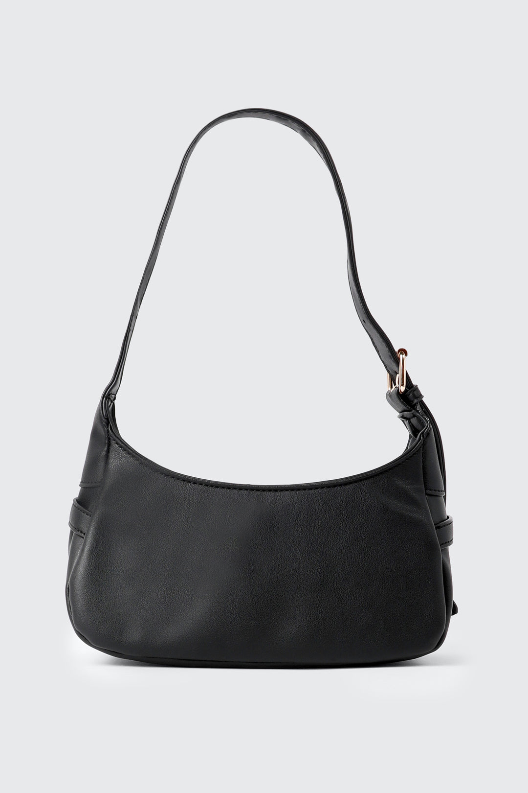 Faux Leather Shoulder Bag with Buckle Strap