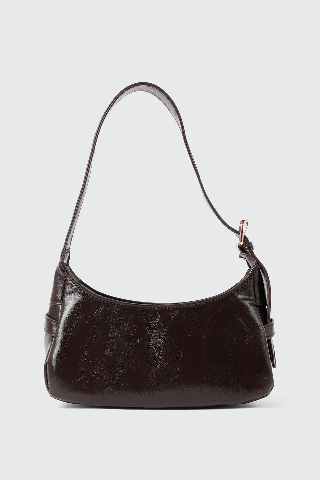 Faux Leather Shoulder Bag with Buckle Strap
