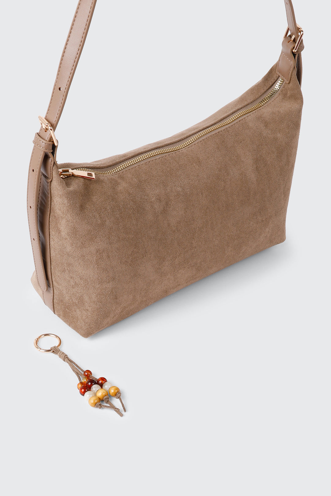 Suede Small Tote with Beads
